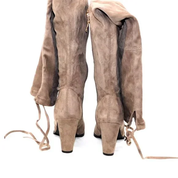 Catherine Malandrino "Sorcha" Taupe Over the Knee Boots - Picture 8 of 13